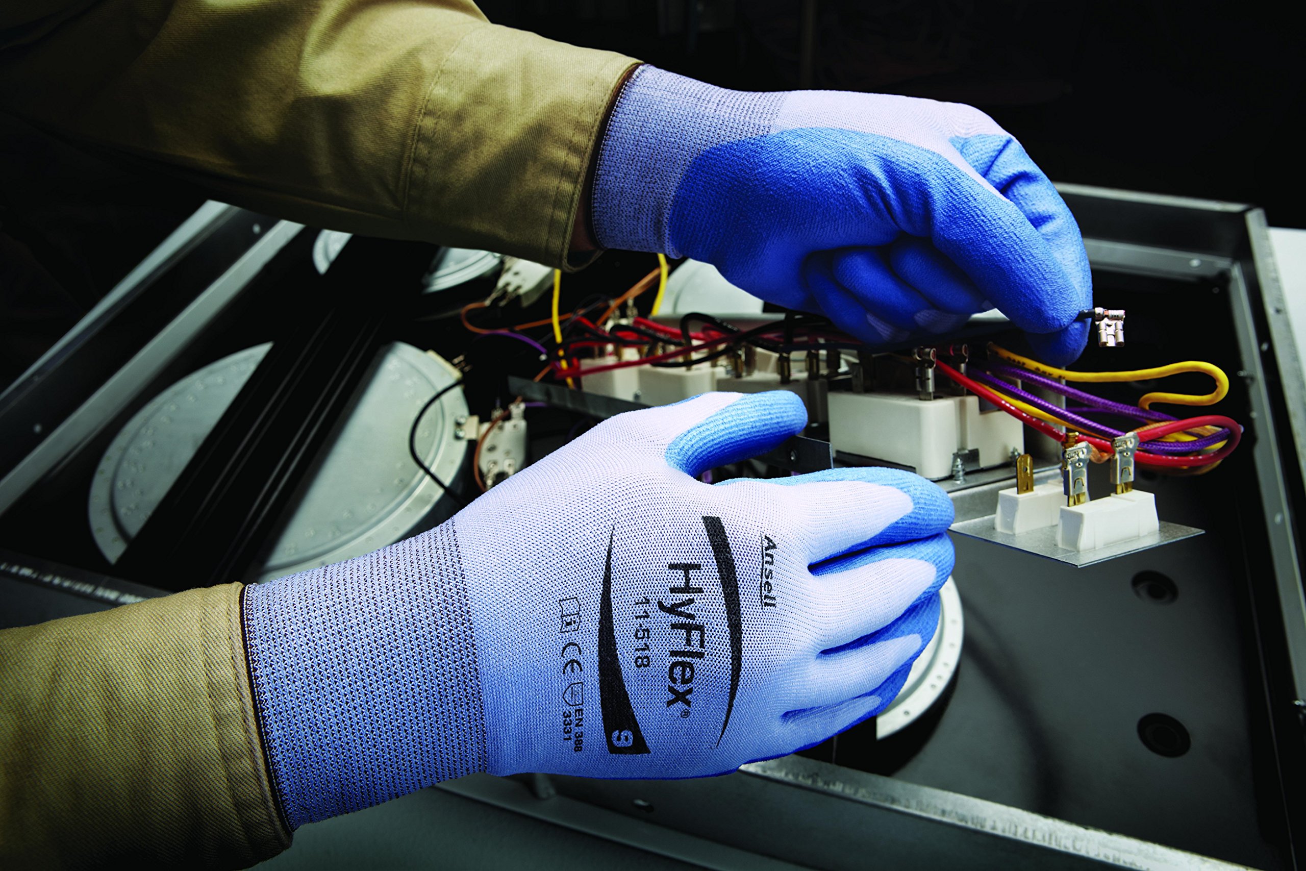 Ansell HyFlex 11-518 Guantes de Trabajo Resistentes al Corte, Forro Ultraligero sin Costuras, Alta Destreza con Gran Resistencia a la Abrasión, Azul, Talla XL (12 Pares)
