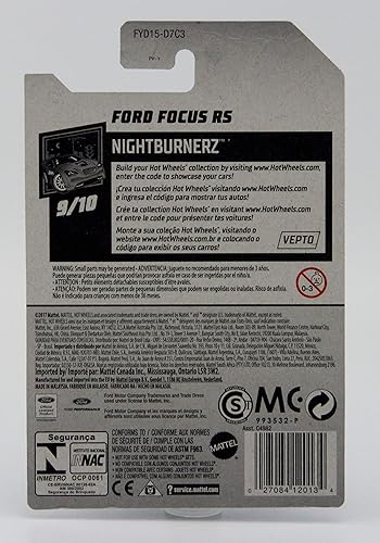 Miniatura 3 de Hot Wheels 2019 Basic Mainline Nightburnerz Ford Focus RS (Verde) - Tarjeta internacional
