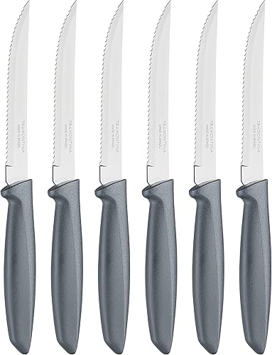 Vista 8 de Tramontina 23498054 - Juego de 6 cuchillos de cocina dentados con frutas y tomates, pelador de verduras, acero inoxidable, multiusos, punta Negro