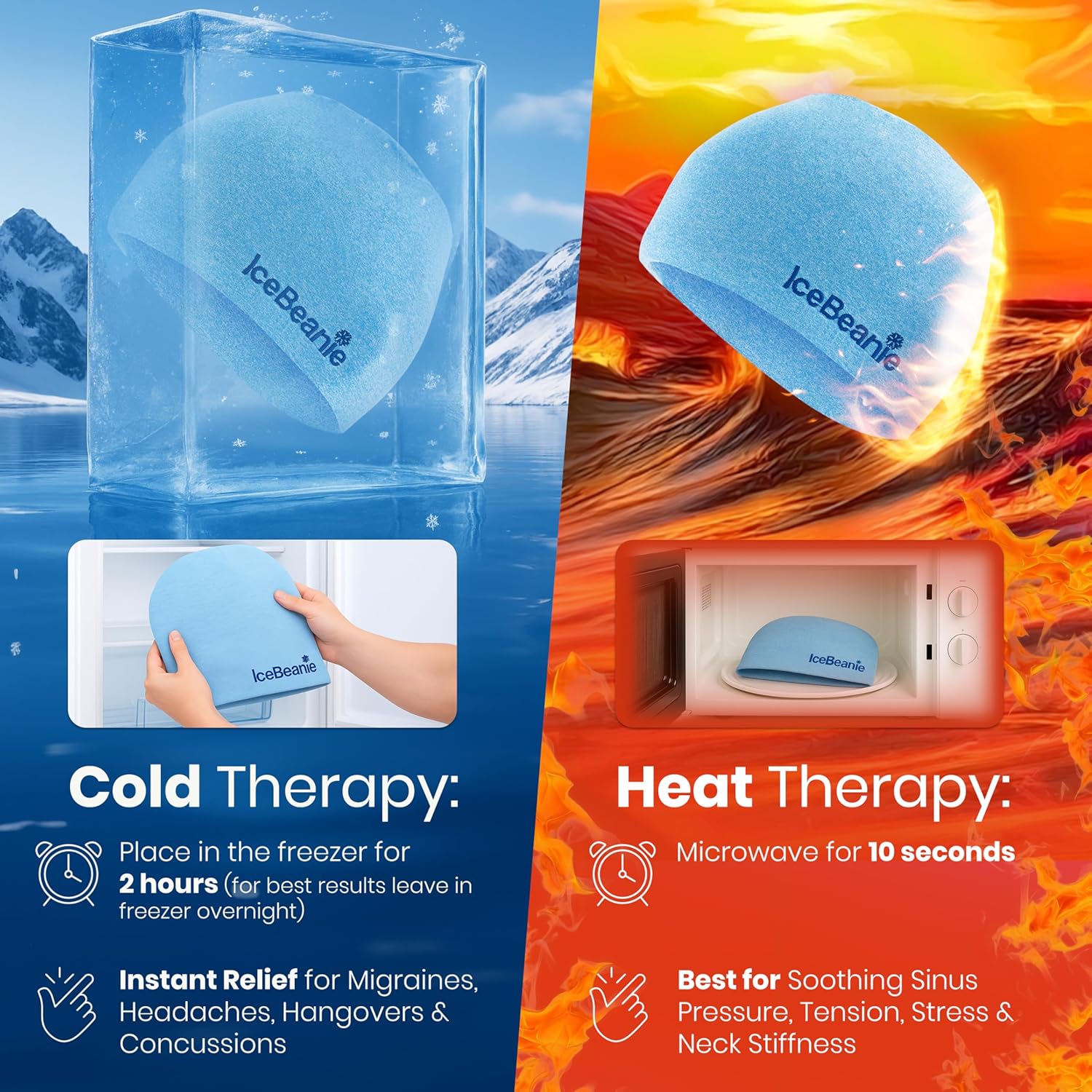 IceBeanie Migraine Relief Cap, As Seen on Shark Tank, Soft & Stretchy Gel Tension Headache Relief Cap, Extended Cooling Hangover Ice Hat, Odorless Head Wrap Ice Pack Wrap,... 6 IceBeanie Migraine Relief Cap, As Seen on Shark Tank, Soft & Stretchy Gel Tension Headache Relief Cap, Extended Cooling Hangover Ice Hat, Odorless Head Wrap Ice Pack Wrap,... - Image 6