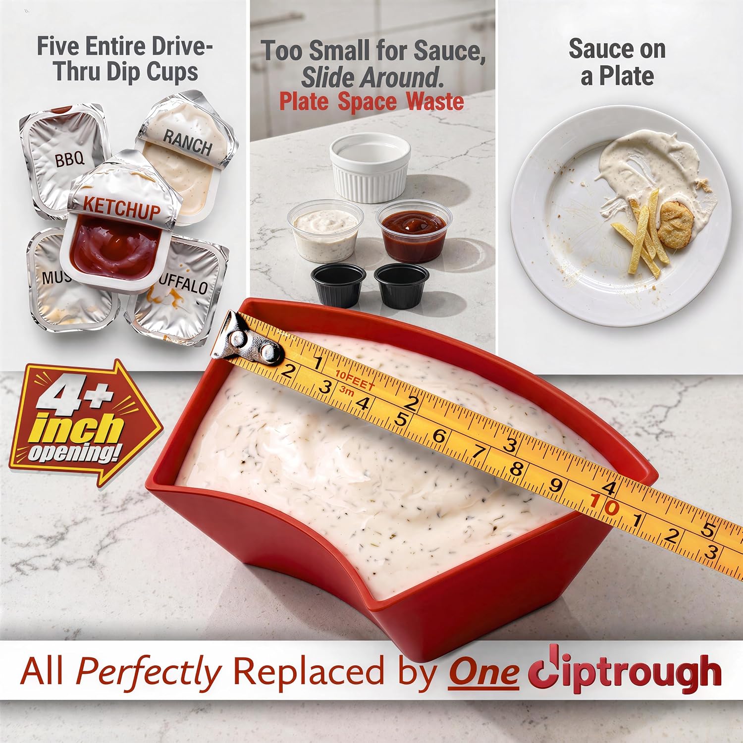 Extra-Wide Dipping Sauce Cups, XL Non-Slip 4 oz Reusable 4-Pack