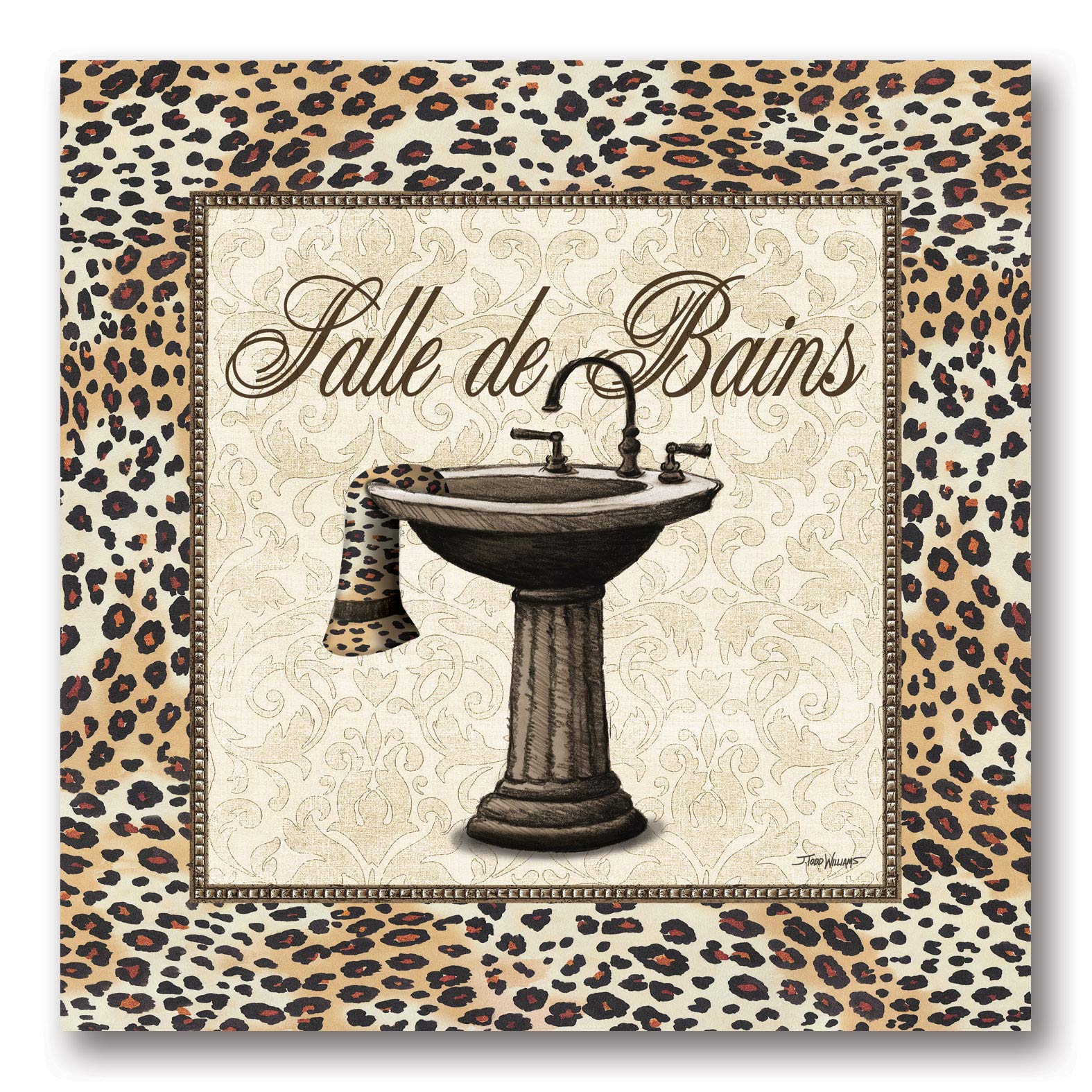 Gango Editions Leopard Sink Cool Bath Classy Retro Sign Modern Bathroom French Amazing Bedroom Poster 12X12
