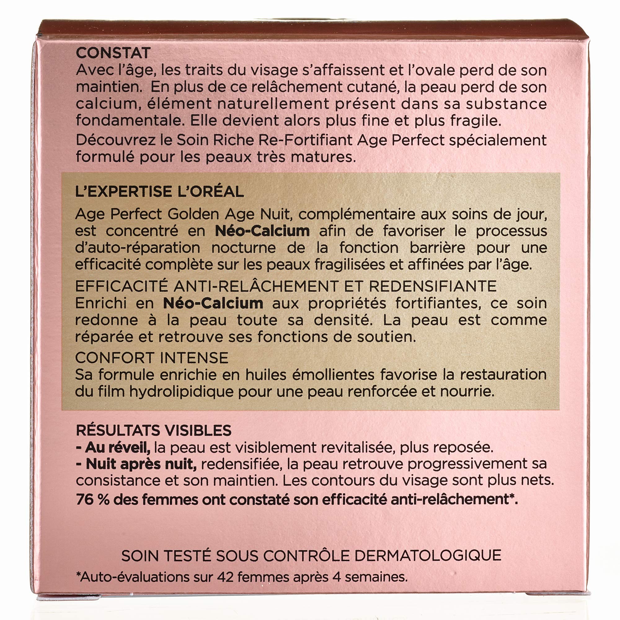 L'Oréal Paris - Age Perfect - Golden Age - Soin Nuit Re-Fortifiant - Anti-Relâchement & Eclat - Peaux Matures - 50 mL