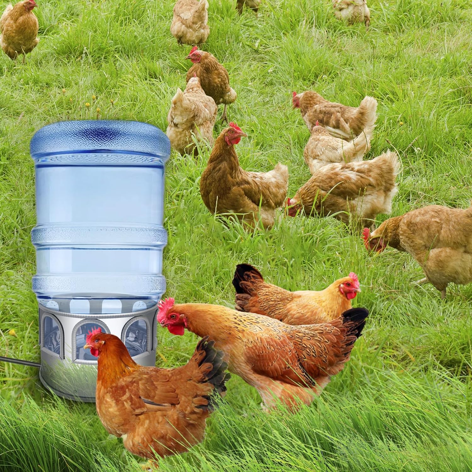 Chicken Water Heater,Heated Chicken Waterer 5 Gallon,Chicken Coop Accessories in Winter for 5 Gallon Buckets,Heated Water Bowl for Chickens, Ducks, Pigeons, (Does not Contain Buckets).
