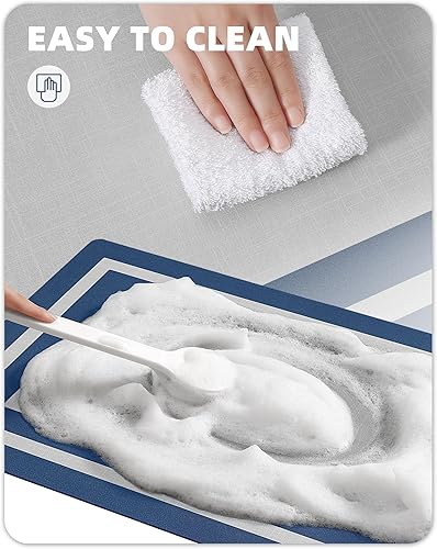 Miniatura 6 de Color G - Juego de 2 alfombras de cocina antideslizantes, absorbentes, resistentes a las manchas, fáciles de limpiar, 17 x 29 + 17 x 59 pulgadas,