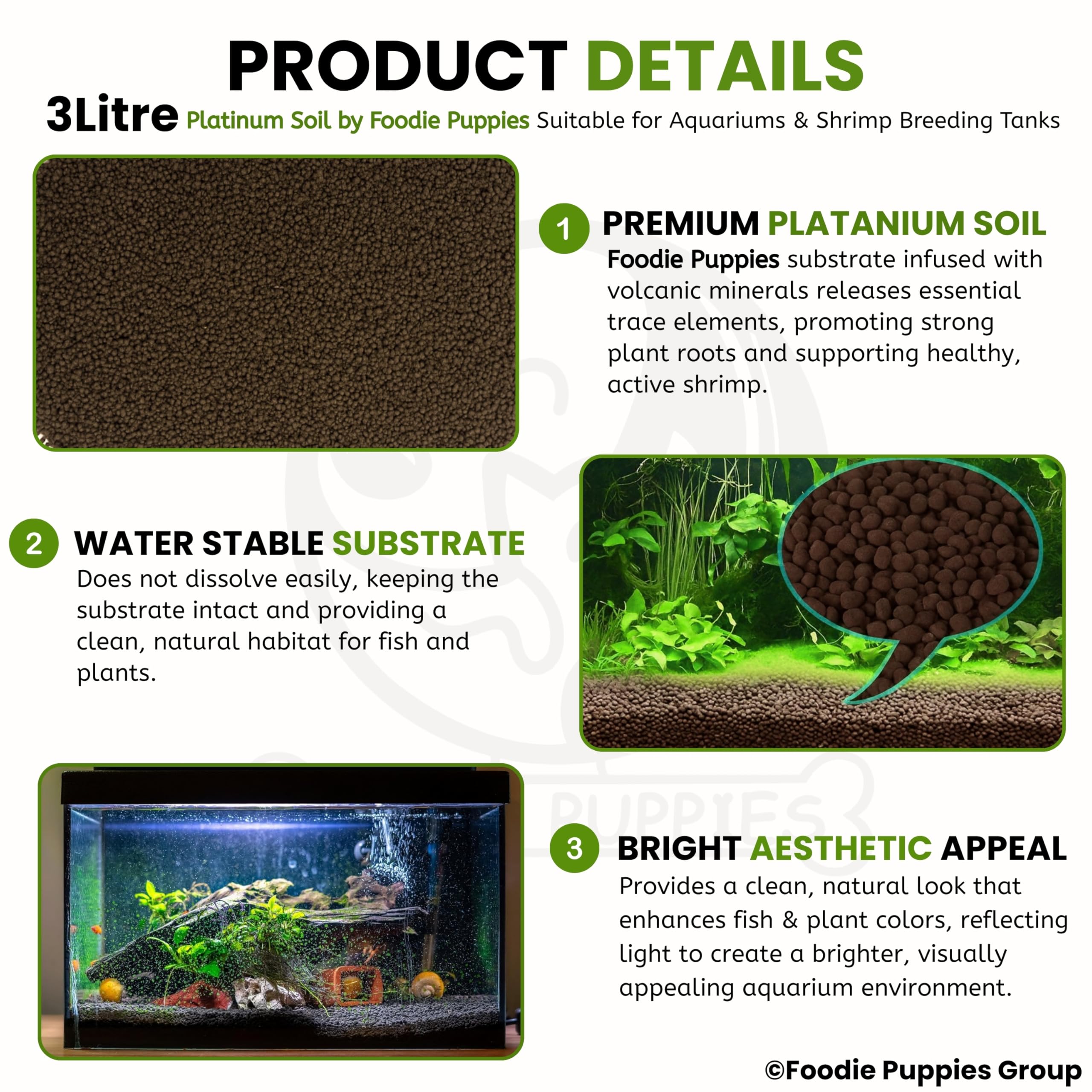 Foodie Puppies Platinum Aquarium Planted and Shrimp Aquarium Substrate Plant Soil (1L, Pack of 1)