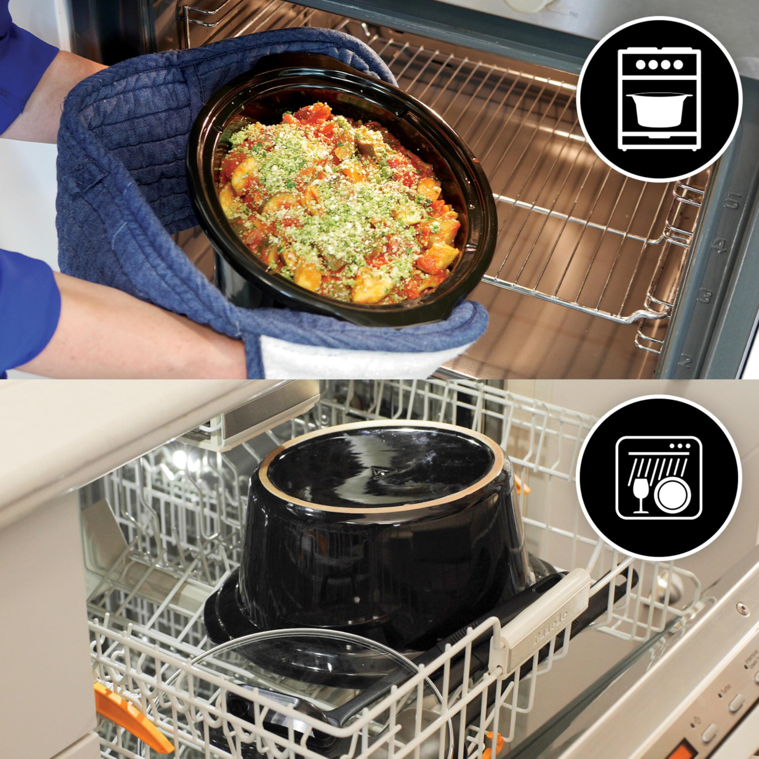 Crockpot Mijoteuse numérique | 7,5 l (10+ personnes) | avec cocotte compatible four | Compatible lave-vaisselle | Acier inoxydable [CSC063X]