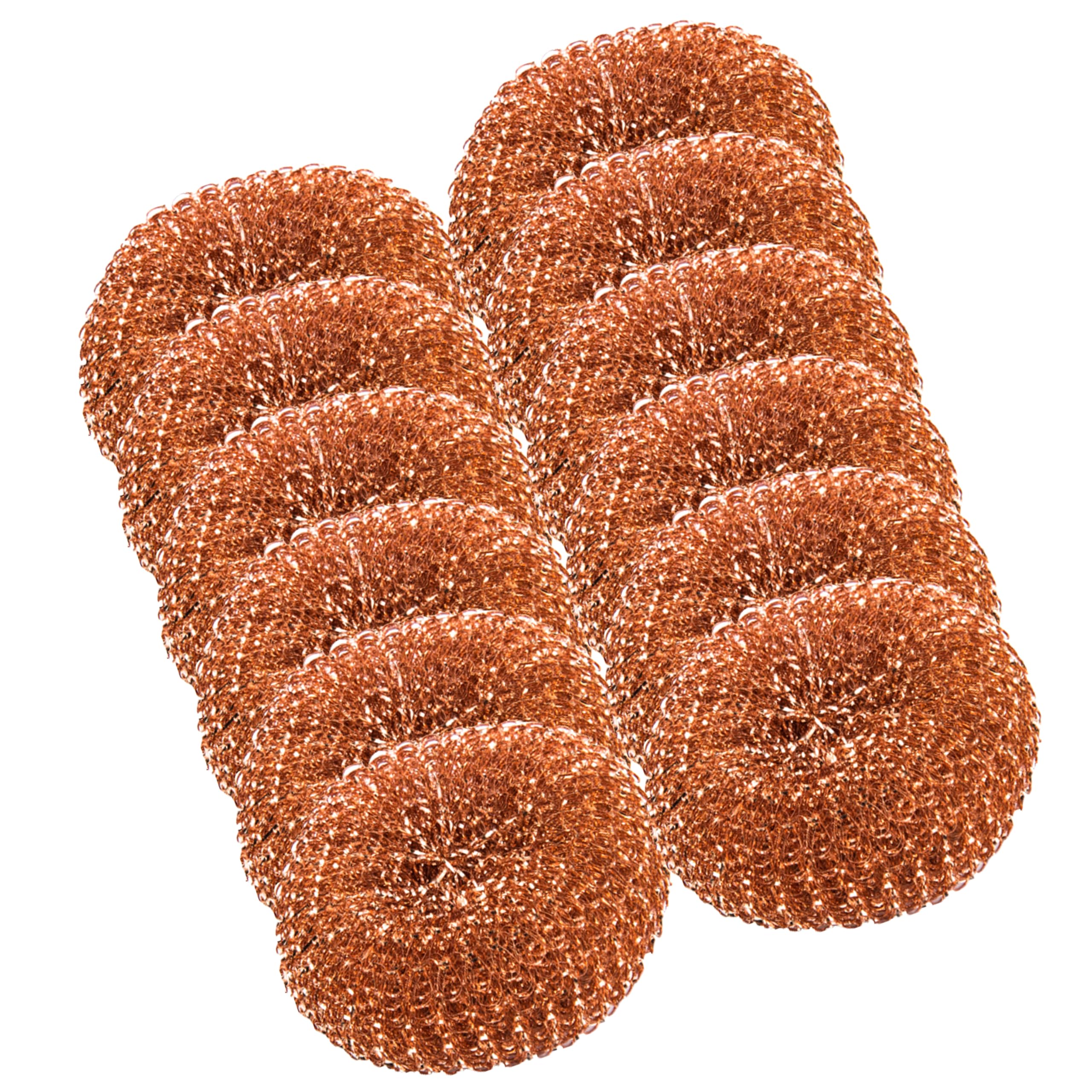 Homeshopa.com 12 Pack Homeshopa Copper Scouring Pad - Copper-Coated Spiral Scrubber, Heavy-Duty Kitchen Scourer For Pots And Pans, Long-Lasting For Cleaning Dirt, Grease & Grime
