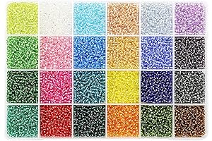 3mm Glass Seed Beads, 7200 Pieces in 24 Multicolor Assortment, Perfect for Jewelry Making