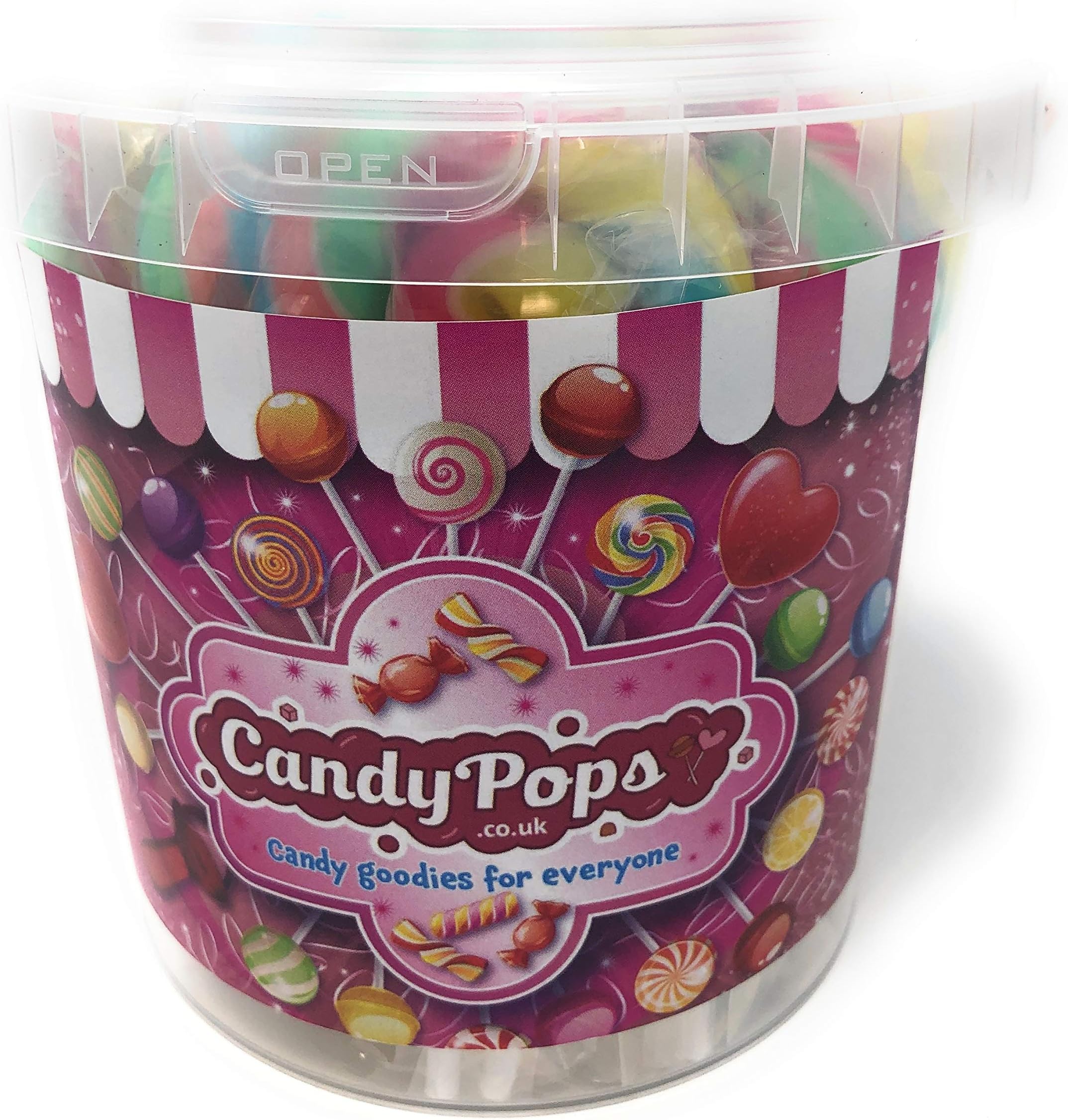 Code 0733 - Candy Pops Rainbow Lollies - 15 Bucket with Handle & Tamper Proof