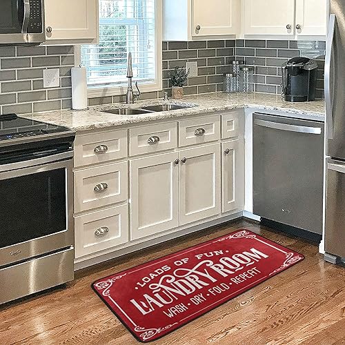 Miniatura 2 de Alfombra de pasillo de lavandería, decoración de granja, alfombras de cocina, alfombra de cocina, alfombra de lavandería, alfombra roja, 39 x 20