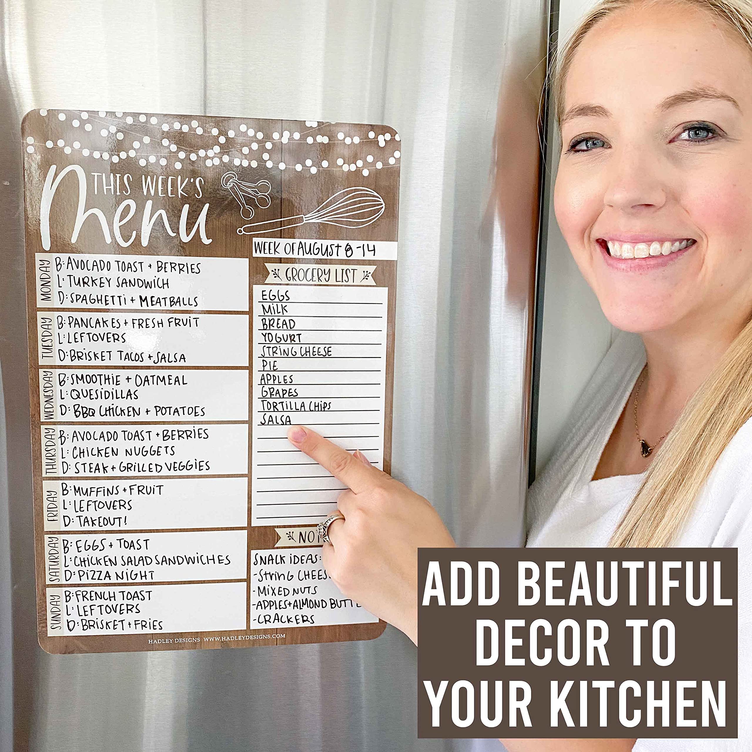 Meal Planner for Refrigerator Rustic Weekly Menu