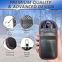 Vista 3 de Faraday - 2 bolsas para llaves de automóvil, bolsa de bloqueo de señal RFID, protector antirrobo, funda bloqueadora de señal de teléfono celular