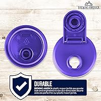 Vista 6 de Tapas para tarros Mason de boca ancha, de plástico, paquete de 4 unidades, tapa abatible hecha en Estados Unidos, agujero para bebida, a prueba