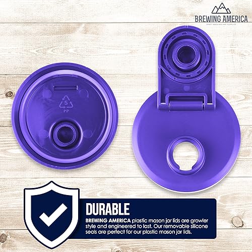 Miniatura 6 de Tapas para tarros Mason de boca ancha, de plástico, paquete de 4 unidades, tapa abatible hecha en Estados Unidos, agujero para bebida, a prueba