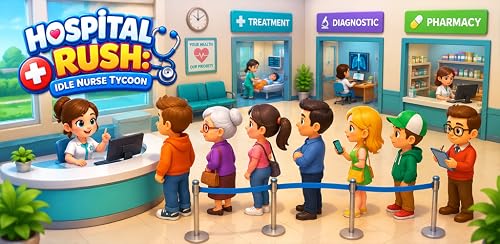 Hospital Rush: Idle Nurse Tycoon - Treat Patients, Unlock X-Ray, CT Scan & Dental Departments, Build Your Medical Empire in this Idle Hospital Game – vue 8