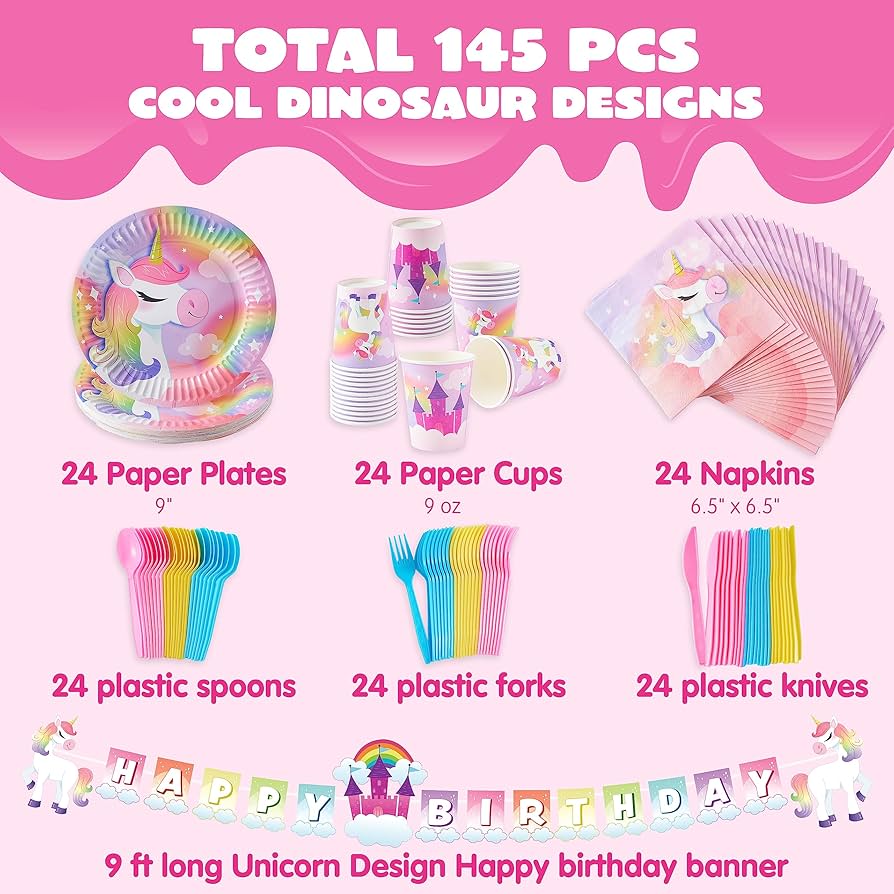 Amazon.com: JOYIN 145 Pcs Unicorn Birthday Party Supplies