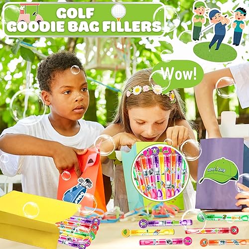 Miniatura 6 de Recuerdos de fiesta de golf para niños 24 mini varitas de burbujas con temática deportiva, ideal para suministros de cumpleaños, rellenos de piñata,