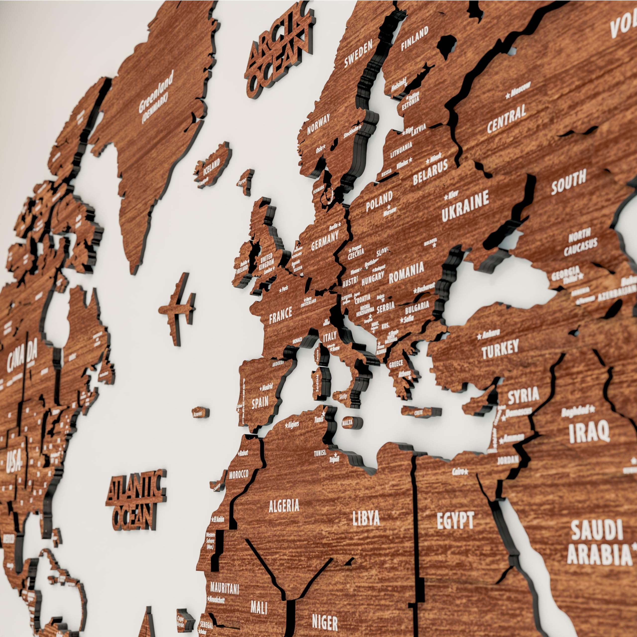 Amazon.com: Multilayered 3D Wooden World Map, Travel Map