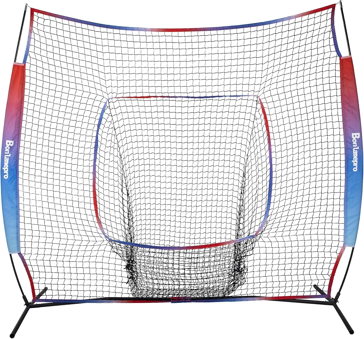 BONLAMEPRO 7' x 7' Baseball Softball Practice Net Portable Hitting Pitching Batting Training Net Large Mouth Metal Bow Frame Backstop Net with Carry Bag for Throwing, Pitching and Catching (3and1 Net) : Sports & Outdoors