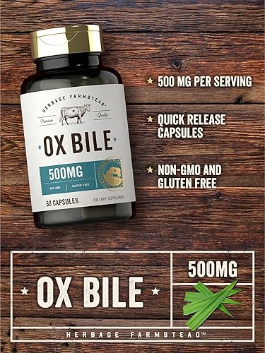Miniatura 4 de Carlyle Herbage Farmstead Suplemento de bilis de buey 500 mg  60 cápsulas  Enzimas digestivas  Sin OMG y sin gluten  por Herbage Farmstead