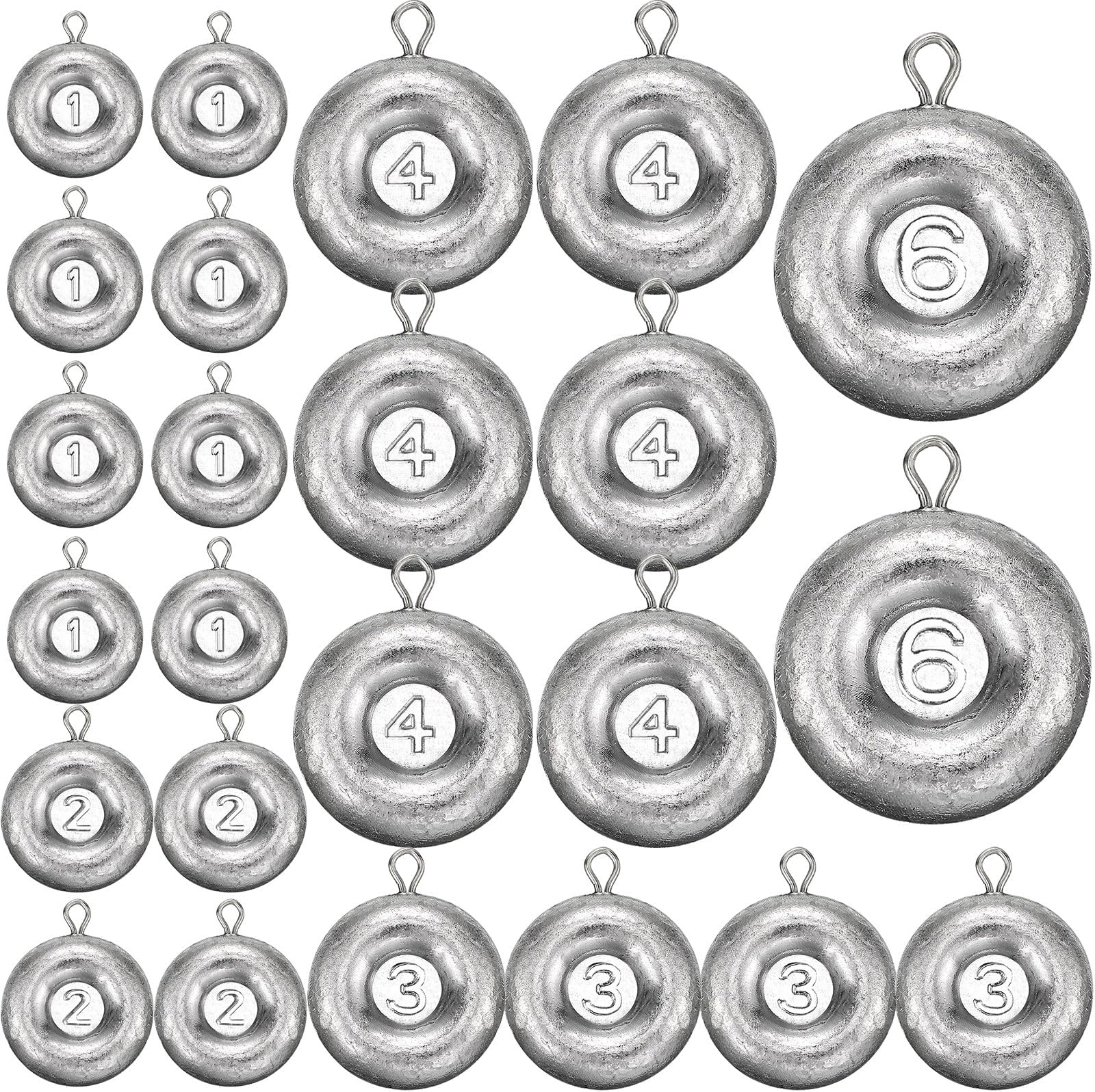 24 Pieces Fishing Disc Sinkers Weights Disc Sinker Fishing Sinkers Weights for Saltwater Catfishing Trolling Surf Tackle