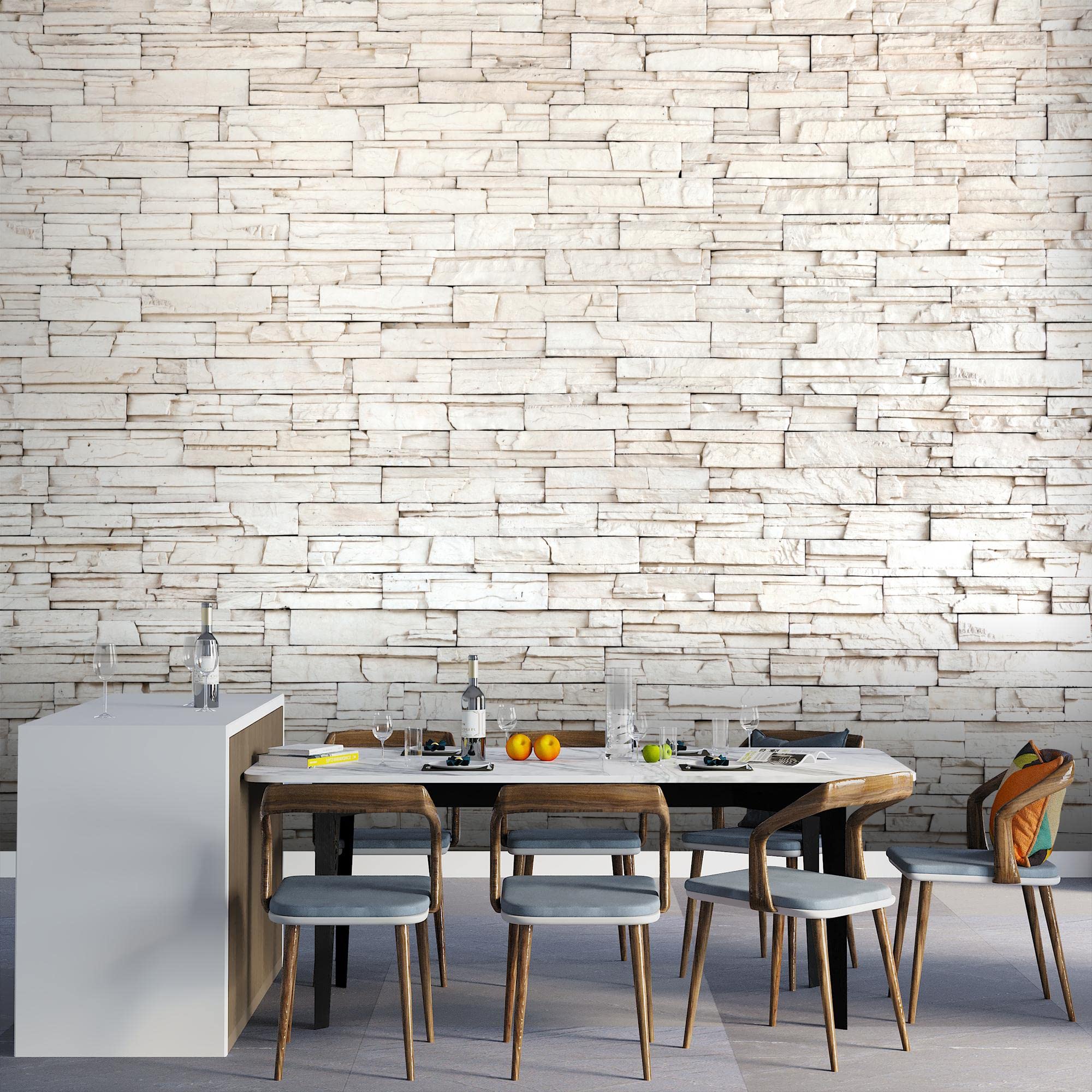 Runa Art Wallpaper 396 x 280 cm Stone wall 3D Effect Non-Woven Decoration Print Wall Mural Living Room, Made in Germany - Image 4