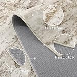 OLANLY Modern Abstract Area Rug Soft Washable Rug Low Pile Non-Slip Carpet | Beige, 5x7 Area Rug, Soft Underfoot, 3mm Sponge Cushion, Large Rugs for Living Room Bedroom Dining Room Home Office