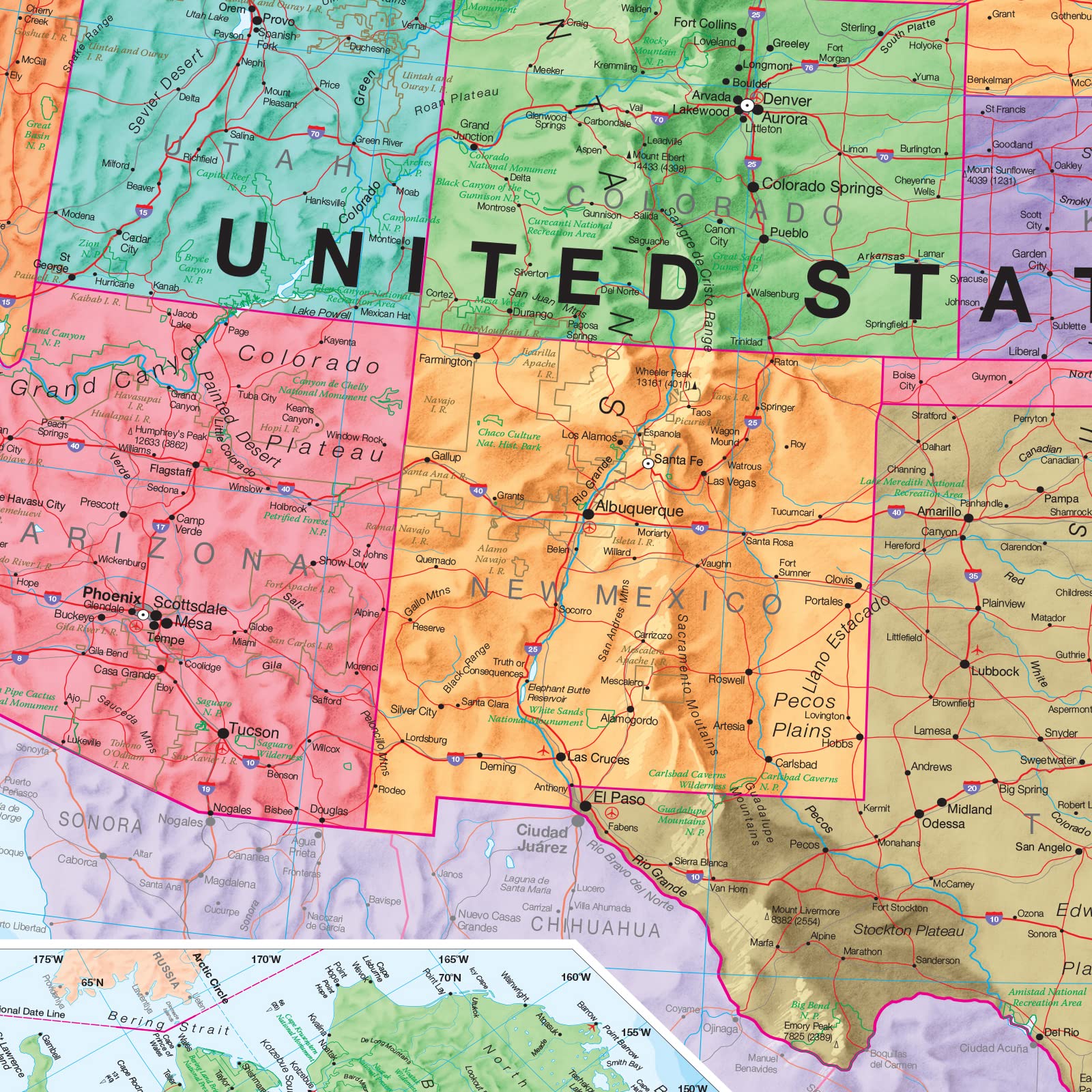 Political USA - Mappa da parete laminata, lato anteriore singolo, 17 x 22 Maps International