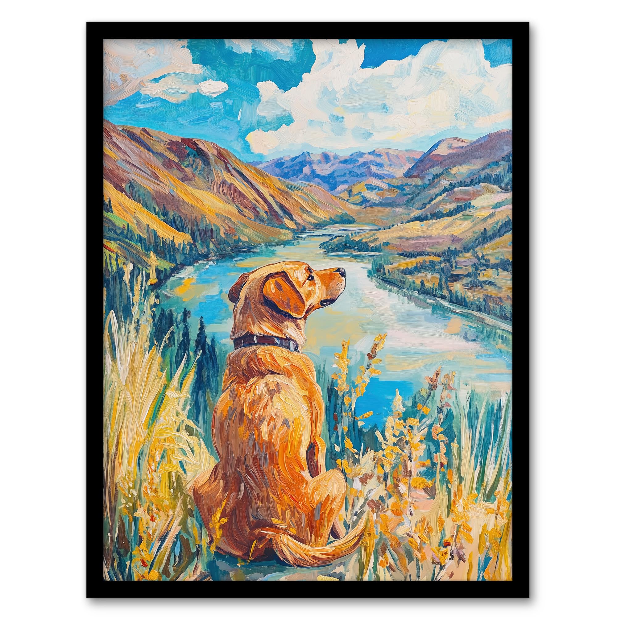 Artery8 Labrador Colorado Mountain Landscape Dog Lover Living Room Artwork Framed Wall Art Print A4