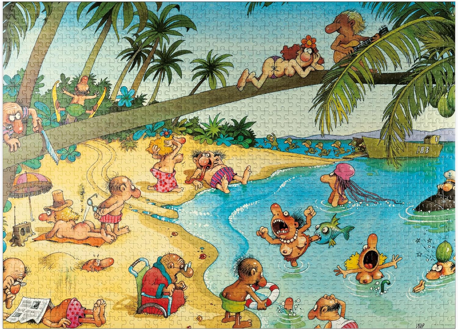 MyPuzzle Beachies - Jean-Jacques Loup - Cartoon Classics - Premium 1000 Piece Jigsaw Puzzle for Adults