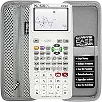Calculadora científica com gráficos, inclui estojo de transporte, para estudantes universitários e secundários, cálculo, álgebra, geometria, trigonometria, estatística, física, química, branca