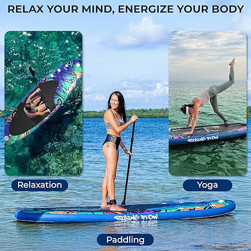 Miniatura 9 de SereneLife Tabla de remo inflable (6 pulgadas de grosor) con accesorios de SUP premium y bolsa de transporte  Posición amplia, aleta inferior para