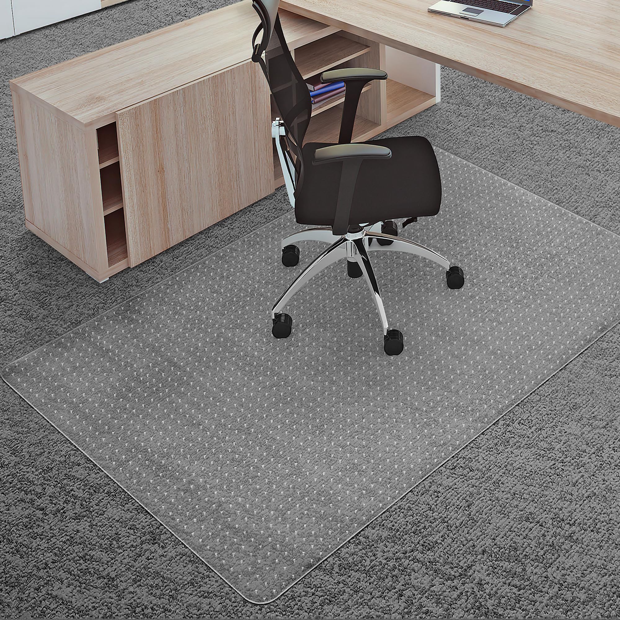 LeapYouth Extra Large Office Chair Mat for Carpets, 48'' X 60'' Clear Desk Floor Mat for Low, Flat and No Pile Carpeted Floors, Thick and Sturdy Carpet Protector for Desk Chair, 48''x60''