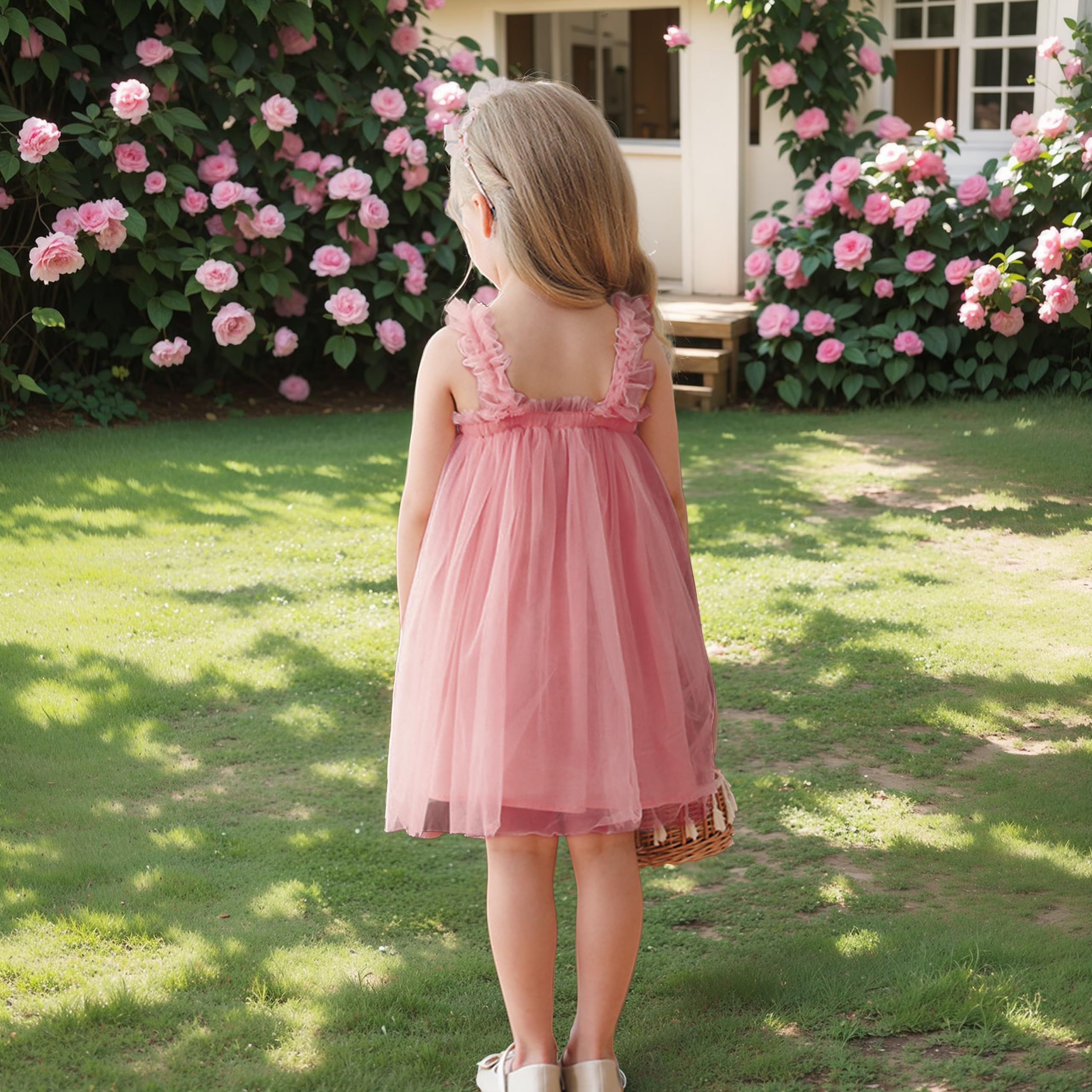 Miipat Bebés Niña Vestidos de Princesa de Tul Tutú para Niños Pequeño Vestido con Diadema de Flores para Fiesta de Cumpleaños Sesión de Fotos