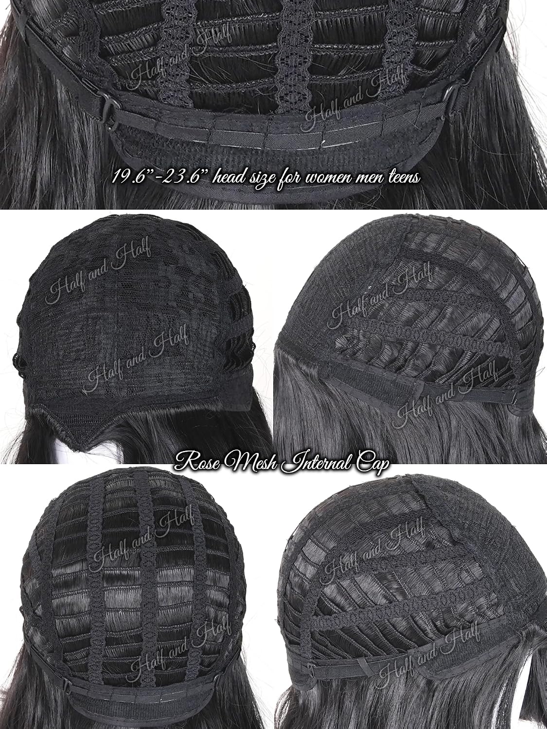 Half and Half Hua Cheng Cosplay Wig Long Black Curly Anime Wig with Bangs & Braid 31.5'' Black Side Part Wigs for Men Women Halloween Party Daily