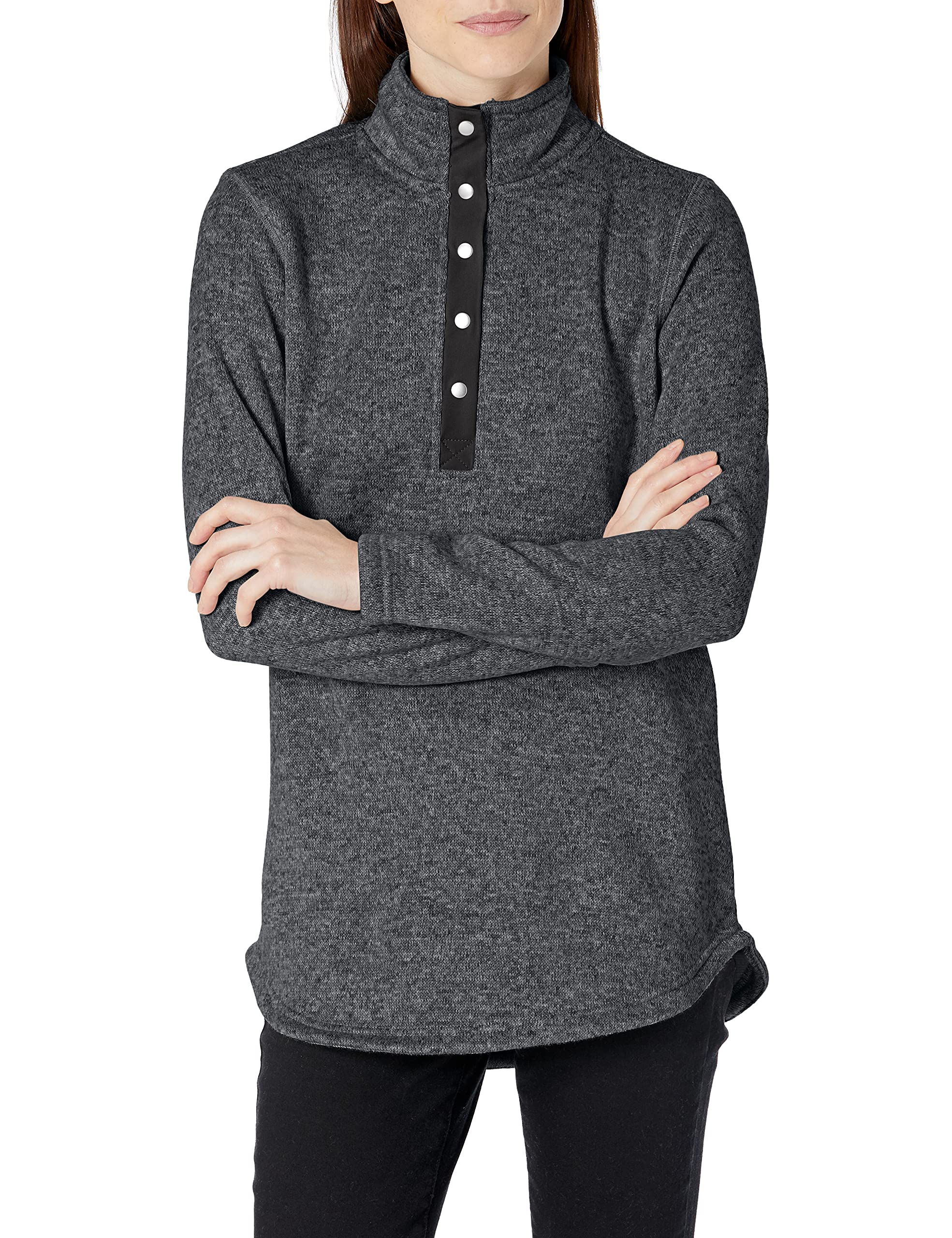 Charles River Apparel Women's Hingham Tunic Pullover Sweater, Black Heather, M