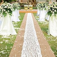 Vista 8 de Preboun Camino de pasillo de boda de 3 x 20 pies para exteriores de arpillera natural para ceremonia de boda, alfombra ancha de yute rústico