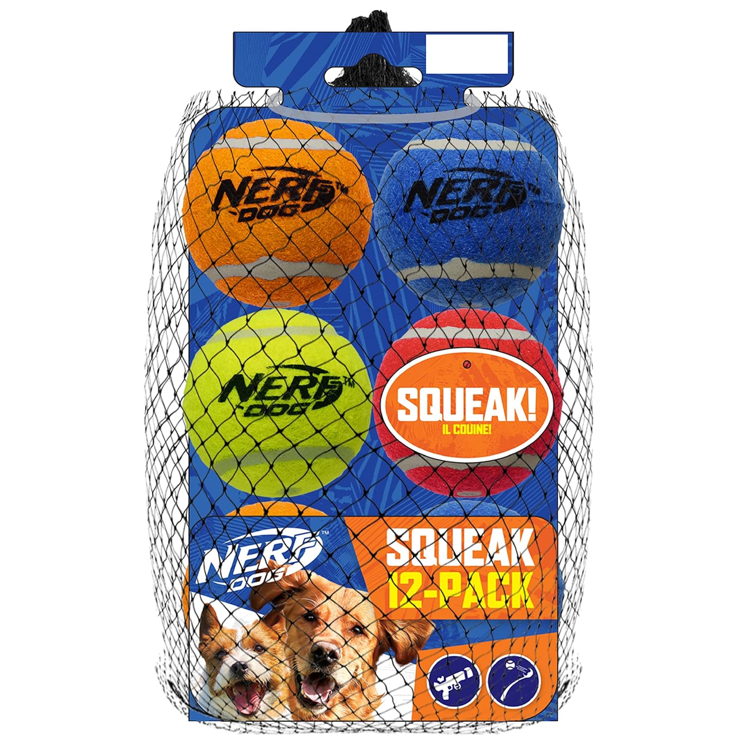 Nerf Dog 12-Piece Dog Toy Gift Set Includes 2 5in Squeak Tennis Ball 12-Pack Nerf Tough Material Multicolored