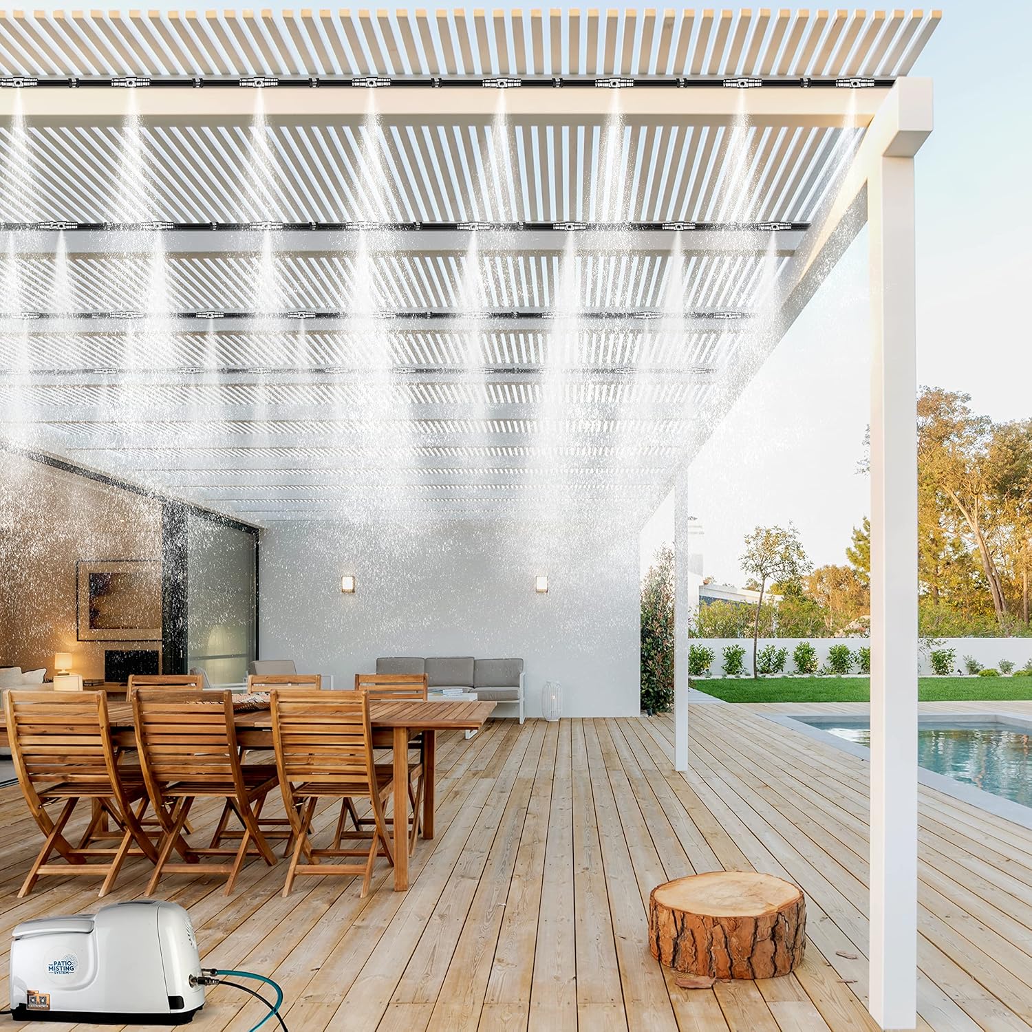 Patio Misters Pro - Ultra Fine Water Mister - Cooling Mist System for Midsize to Large Patio, Backyard, & Outdoor Spaces - Kit with Quiet Pump (1000 PSI) - DIY Installation