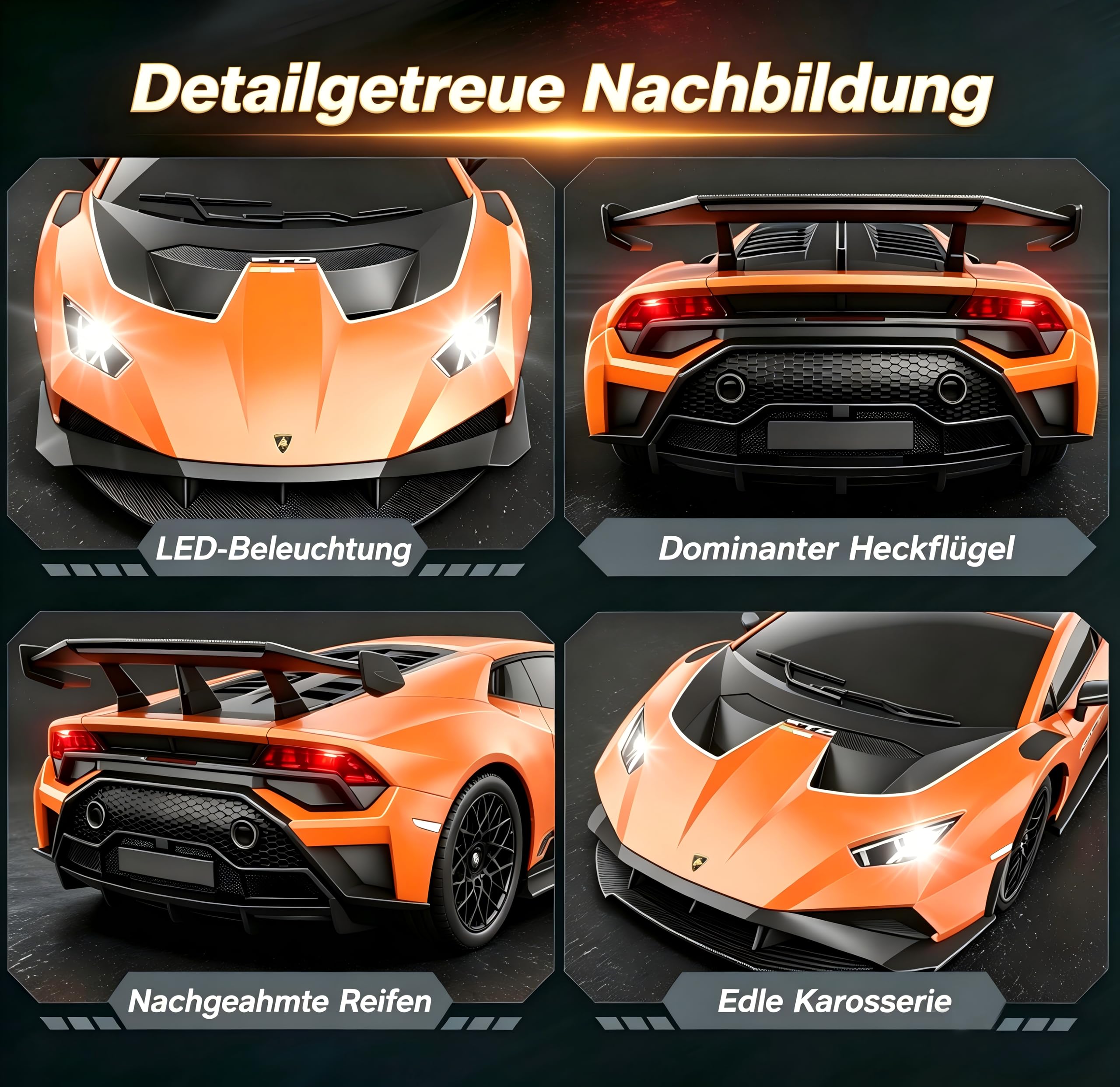 Lamborghini Ferngesteuertes Auto ab 6-12 Jahre, 1:18 RC Drift Auto 35KM/H | 4WD Vollproportionale Drosselklappe, Einstellbare Geschwindigkeit und Lenkwinkel, Spielzeug Geschenke Jungen 6 7 8 9 10 11 12