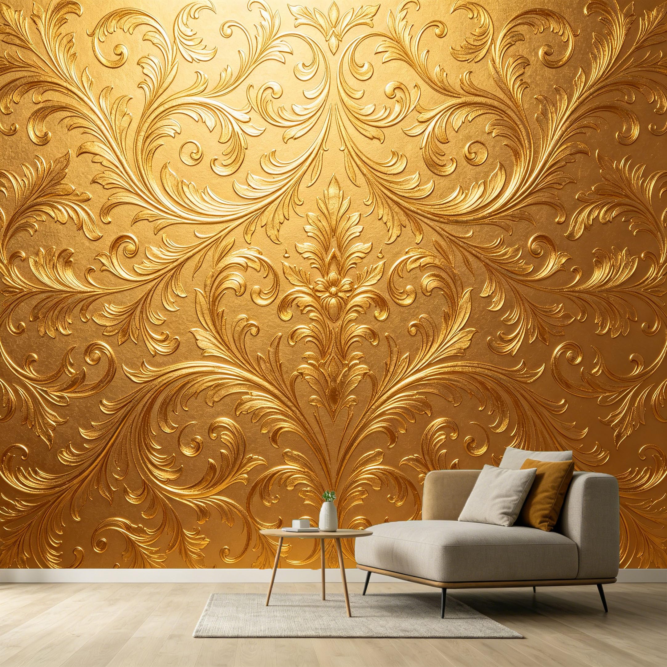 Custom Size Wall Murals Gold Damask Pattern Neoclassical Textured 3D Relief SelfAdhesive Wall Fabric Removable Large Wallpaper for Photo Living Room Interior Decor Wall Art