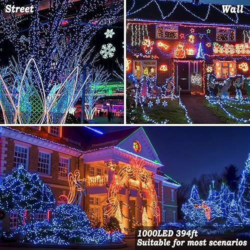 Miniatura 4 de KNONEW Guirnalda de 1000 luces LED de 403 pies, luces de Navidad para exteriores, 8 modos y temporizador, luces de hadas enchufables, impermeables