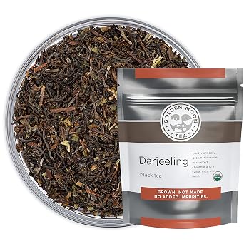 Golden Moon Tea Organic Darjeeling Black Tea - Loose Leaf, Non-GMO - 1 Pound 192 Servings
