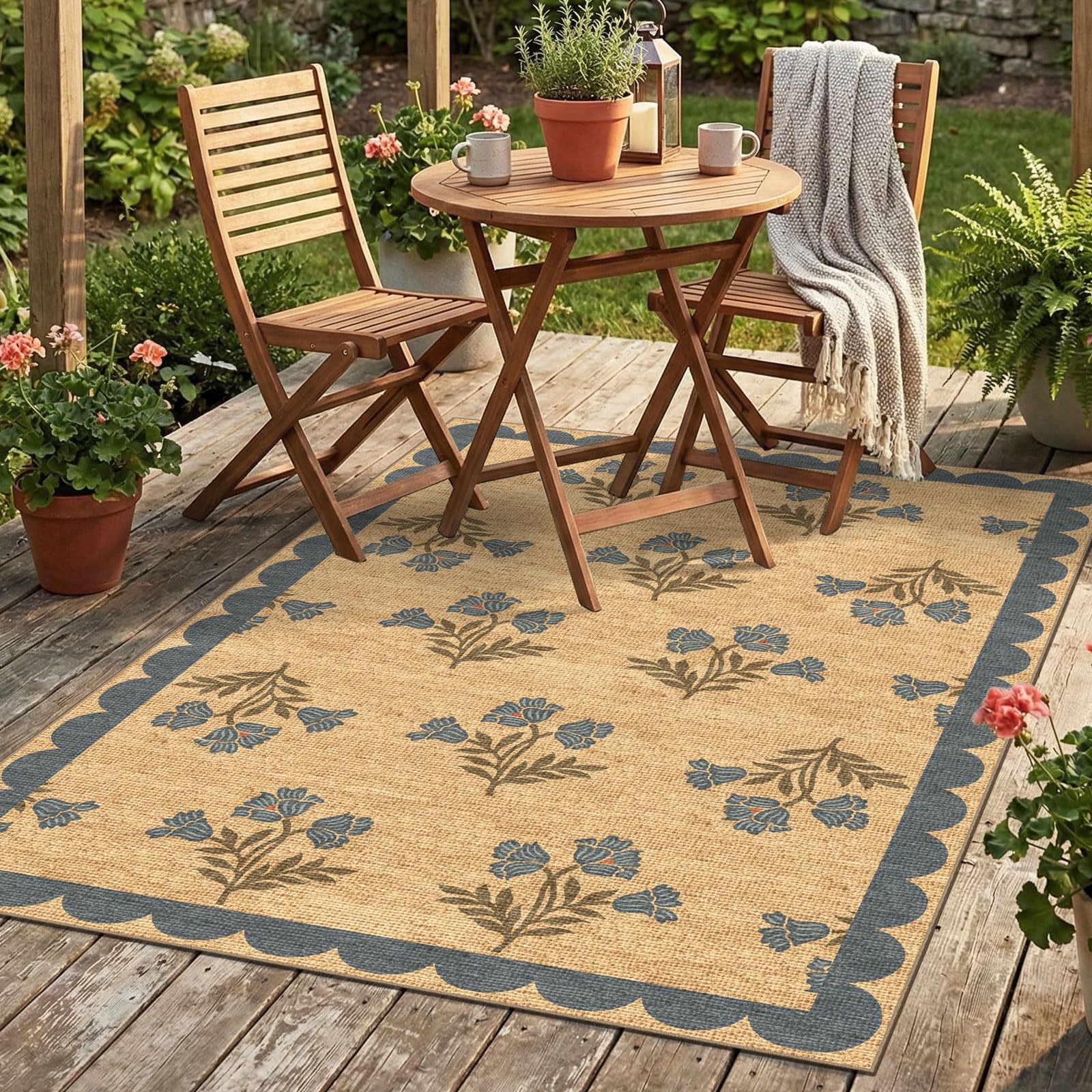 Othilic 4x6 Covered Outdoor Patio Rug - Washable Front Door Mat Entry Rug