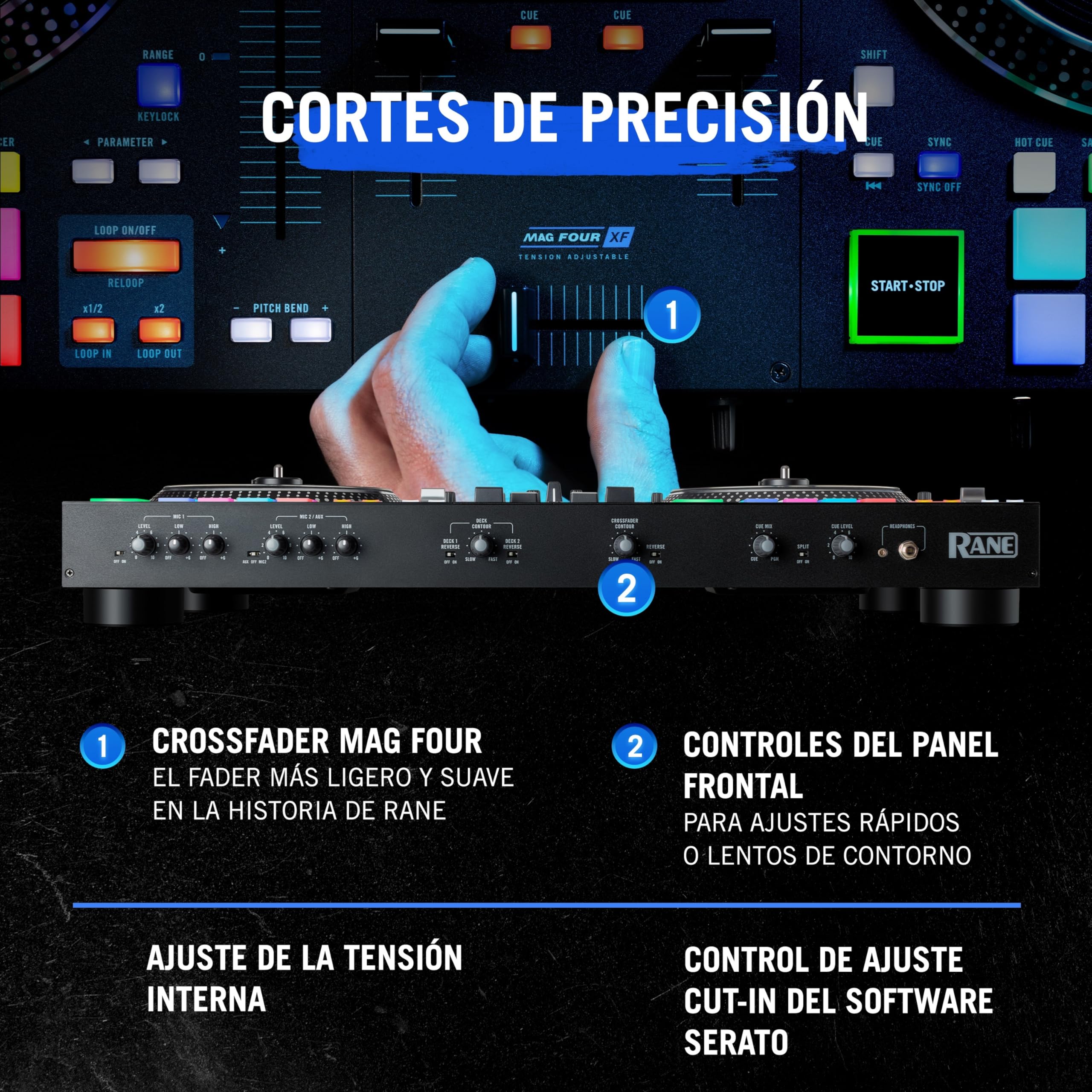RANE ONE, Controlador DJ Profesional con Platos Motorizados de 7.2" Para Serato, Mesa de Mezclas con Serato DJ Pro Incluido, Efectos y 8 Pads
