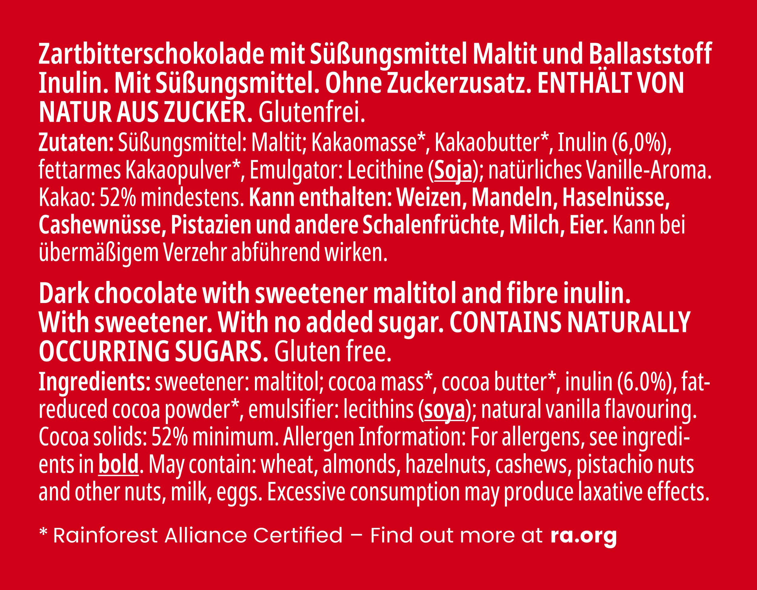 frankonia CHOCOLAT NO SUGAR ADDED Zartbitter Schokolade,80 g - 2