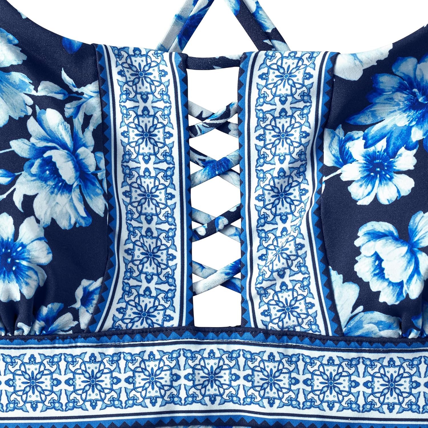 Lands' End Women's Chlorine Resistant Lace Up One Piece Swimsuit