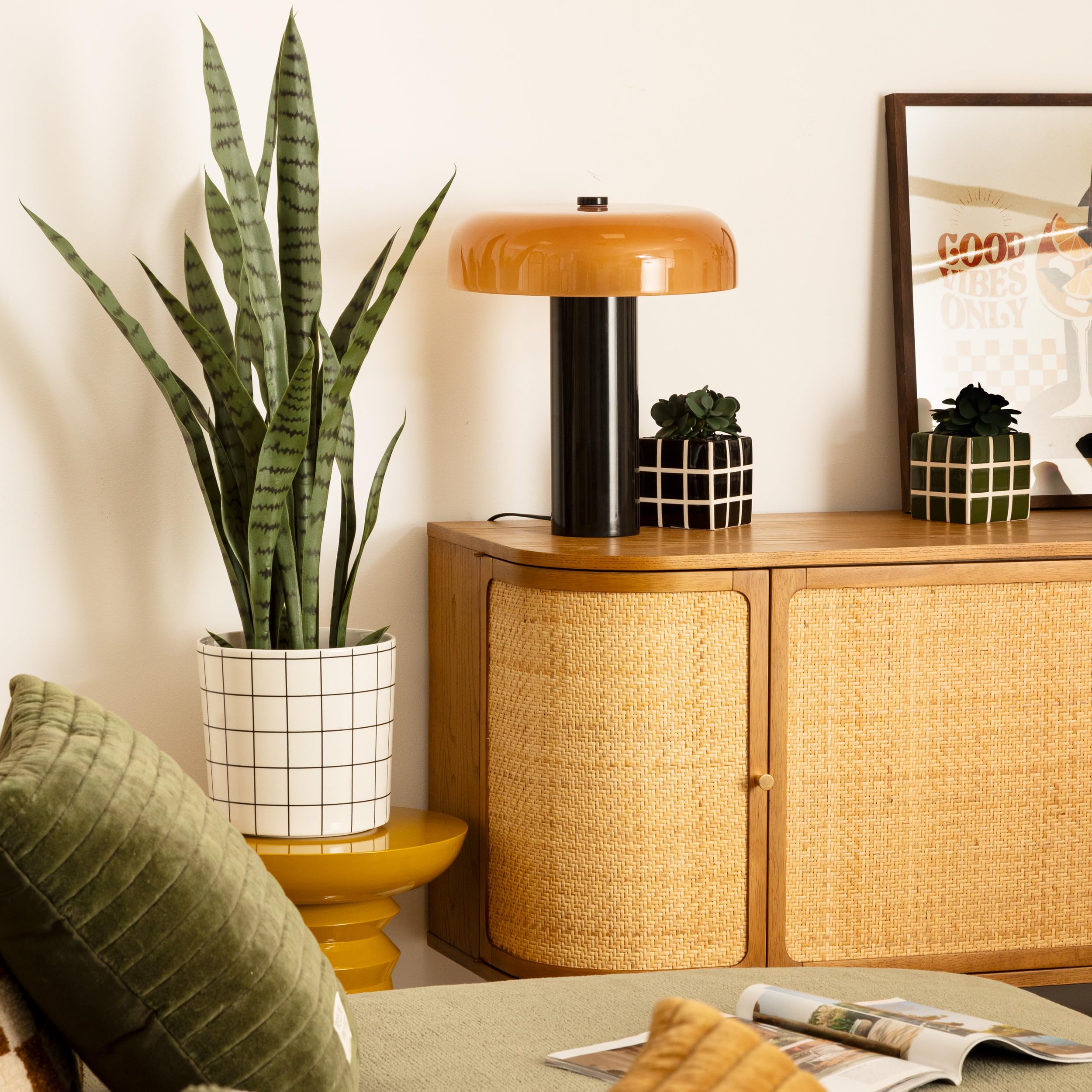 Atmosphera Créateur d'Intérieur Lampe Cylindrique Jody Lampe à Poser Vintage Abat-jour en Verre Inclinable