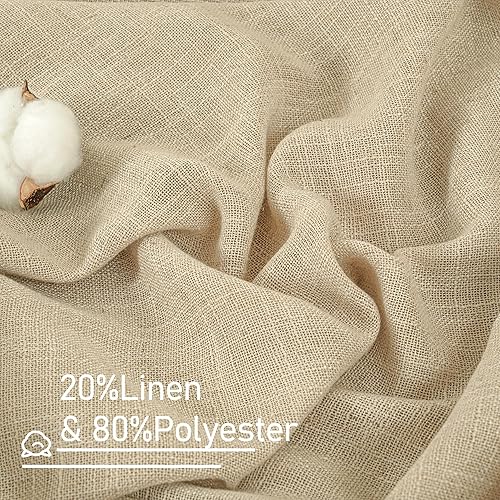 Miniatura 5 de Cortinas de lino natural de 95 pulgadas para sala de estar, con pestaña trasera y bolsillo para barra, cortinas semitransparentes con textura de